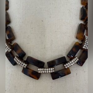 J.Crew Vintage  Faux Tortoise & Crystal Necklace GUC